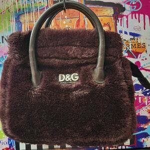 Dolce & Gabbana Brown Faux Fur Handbag